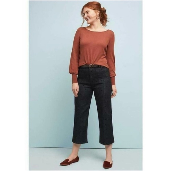 Pilcro and The Letterpress High Rise Wide Leg Polka Dot Jeans Sz 30 - Picture 15 of 15